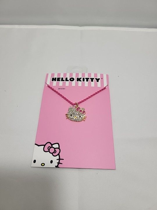 Hello Kitty Pink Necklace With Rhinestone Charm NWT
