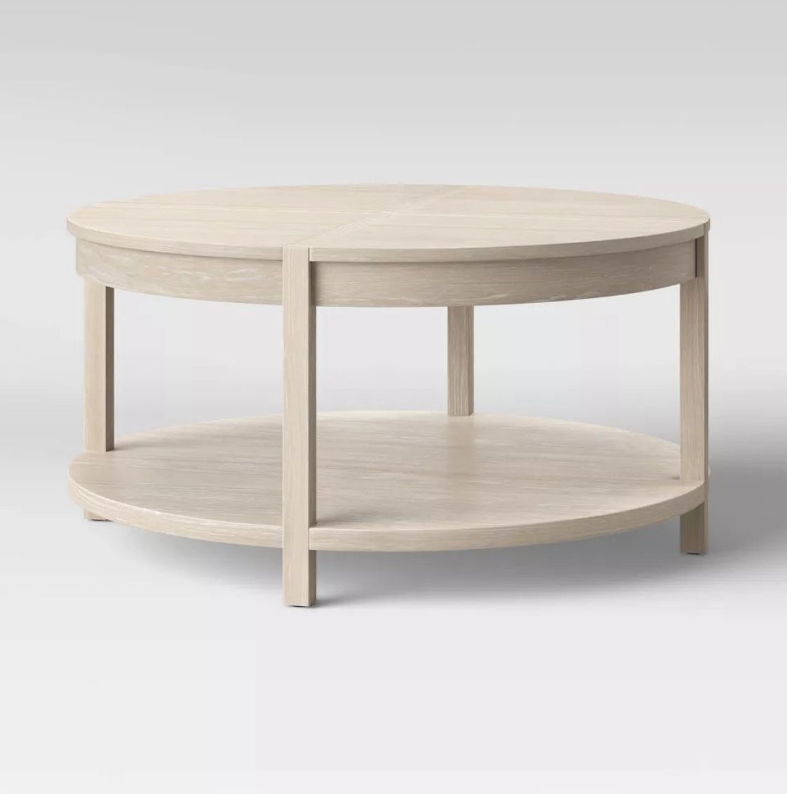 Porto Round Wood Coffee Table Bleached Wood - Threshold