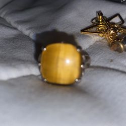 VINTAGE TIGERS EYE SILVER RING!!!
