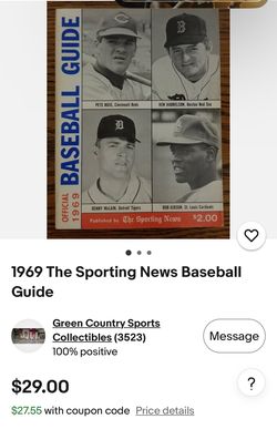 1969 The Sporting News Baseball Guide Green Country