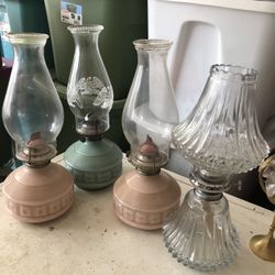 4 Vintage Kerosene Lamps