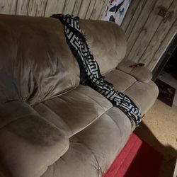 Beautiful Plush Couch Two Recliners