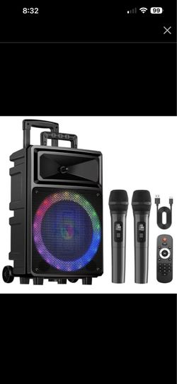 Karaoke Machine with 2 Wireless Microphones, Bluetooth Speaker, and Portable PA System “12 woofer