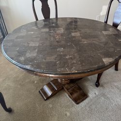 Wood And Granite Dining / Kitchen Table