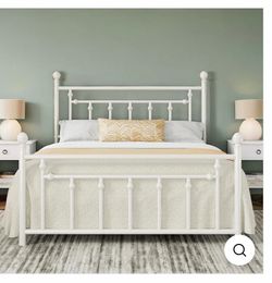 FULL SIZE Metal Platform Bed Frame with Victorian Headboard and Footboard,Noise-Free,No Box Spring Required