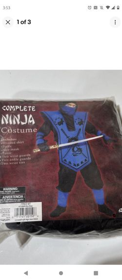 Fun World Kids Boys Halloween Costume Ninja Black & Blue LARGE 10-12 Sub Zero