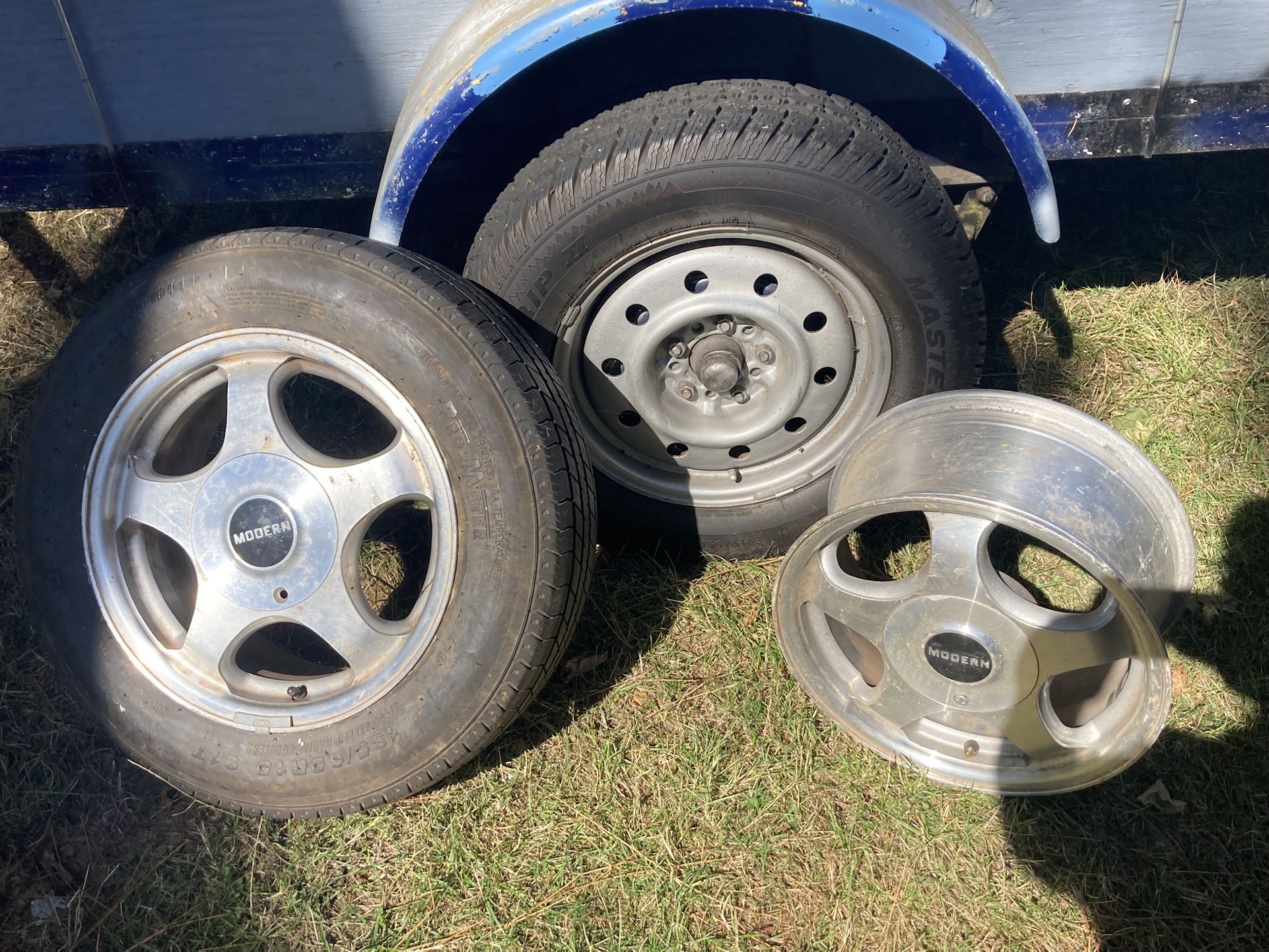 Trailer 5 X114.3 Mm Or 5x4.5” Rims Wheels Aluminum 15” 2 Center Caps