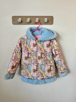 Girls Disney Princess Jacket Size 5 - Pink Blue Hooded