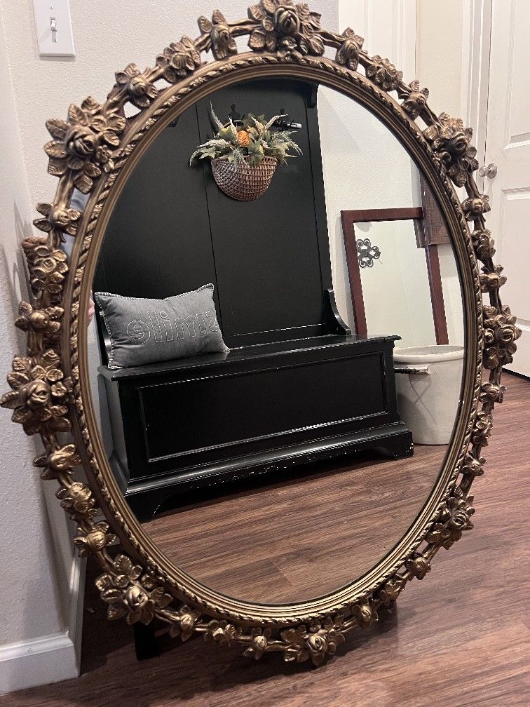 Vintage Gold Oval Mirror