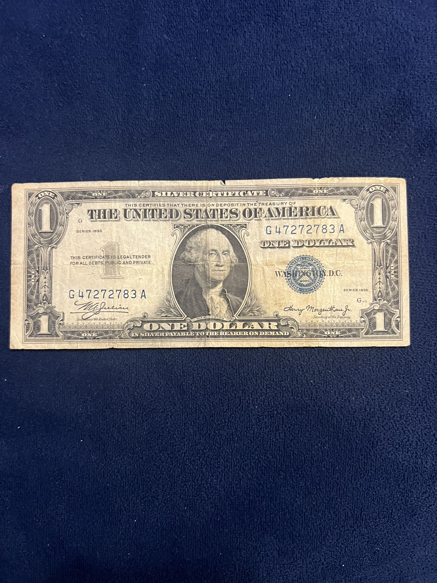 $1 bill ( double Date ) Silver Certificate 1935