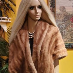 Chic Genuine Mink Fur Shawl Cape