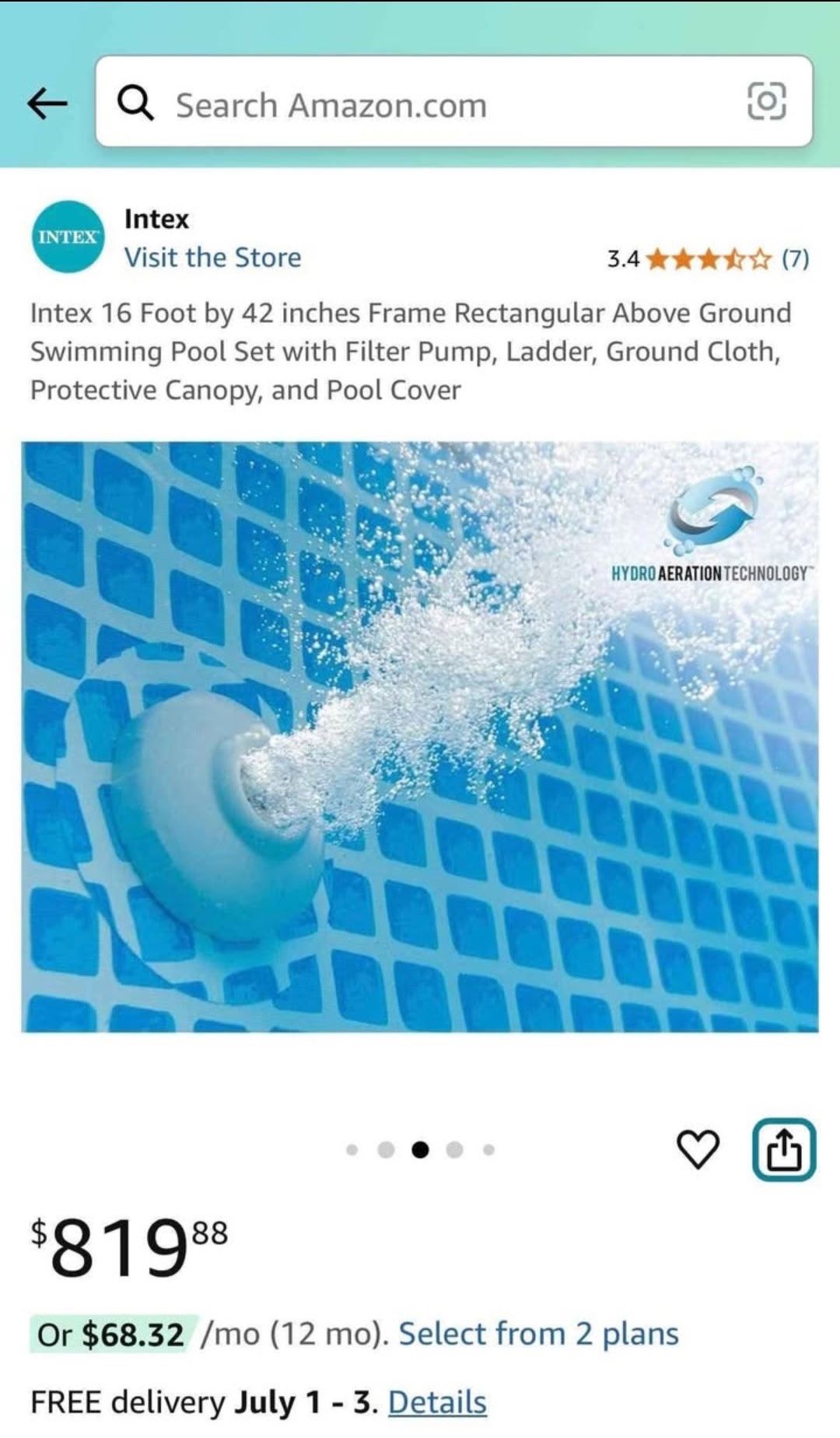 Intex Above Ground Swimming Pool
