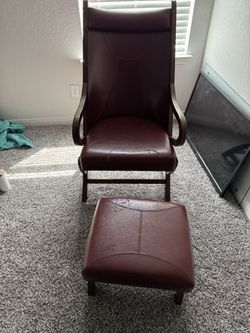 Leather chair and foot rest