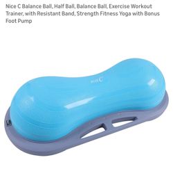 Nice C Balance Ball, Half Ball, Balance Ball, Exercise Workout Trainer, with Resistant Band, Strength Fitness Yoga with Bonus Foot Pump NICE