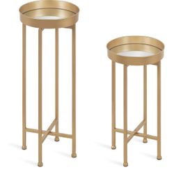 Gold Mirror Accent Tables (Set Of 2)