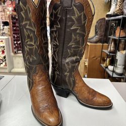 Laramie Vintage Western Cowboy Boots Brown Handmade Embroidered Women’s Size 6