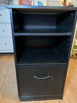 Black Storage Cabinet with Drawer and Shelf