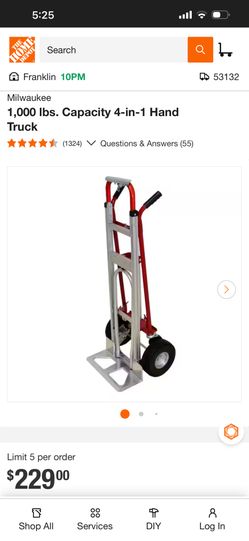 Milwaukee 1,000 lbs. Capacity 4-in-1 Hand Truck