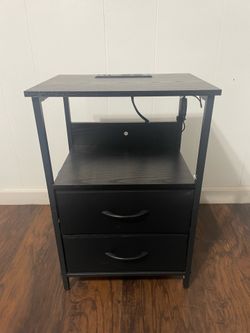 Nightstand LED lights and charging ports on top