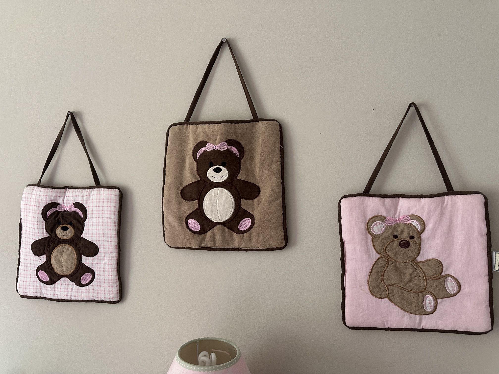 Set of 3 Plush Teddy Bear Wall Hangings