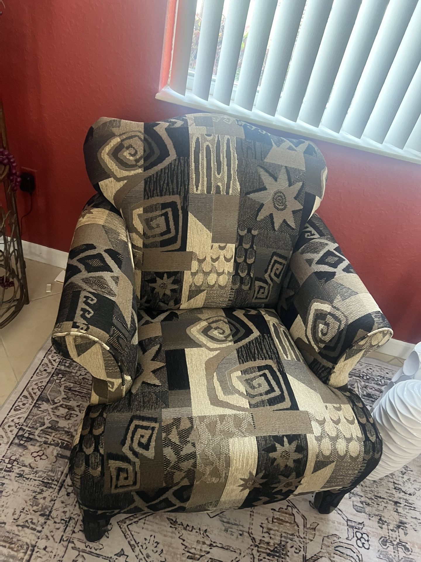 Black / Beige Armchair - Pillows Not Included (Matching Sofa Also For Sale )