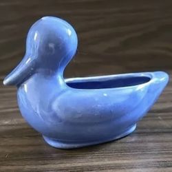 Vintage ceramic Cameron Clay Blue Duck planter