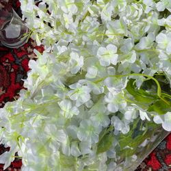 Wisteria Flowers And Led Lights And Glass Vases 