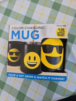Happy face cool emoji color changing mug