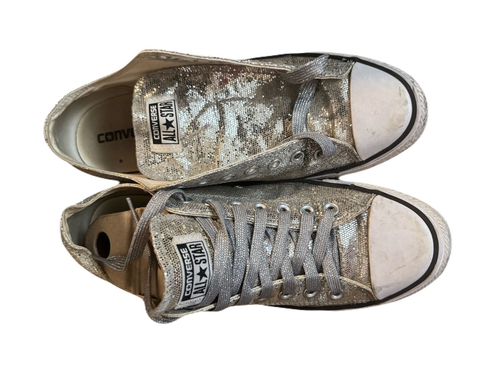 Converse Silver Glitter Low Cut Sneakers-