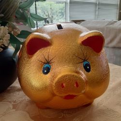 Ceramic Gold Chinese Piggy Bank