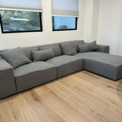 Luxury Sectional Couch L Shaped Grey 9ft 8in