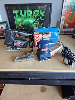 Jigsaw,stapler, Ryobi palm sander
