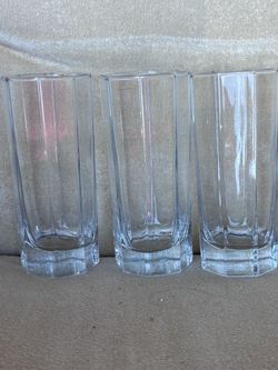 Vintage Set of 3 Octagon Shaped Arcoroc Glasses 2”x5”
