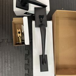 Matte Black Front Door Handle Set