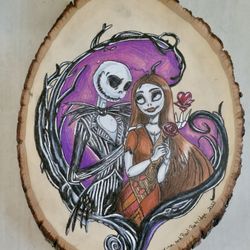 Jack & Sally Wooden Wall Plaque