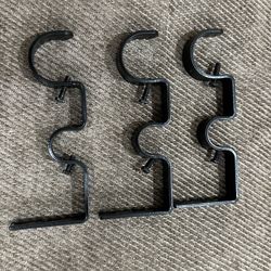 Black Rod Double Curtain Brackets