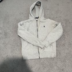 Polo Ralph Lauren Grey Zip-Up Hoodie — Size XL