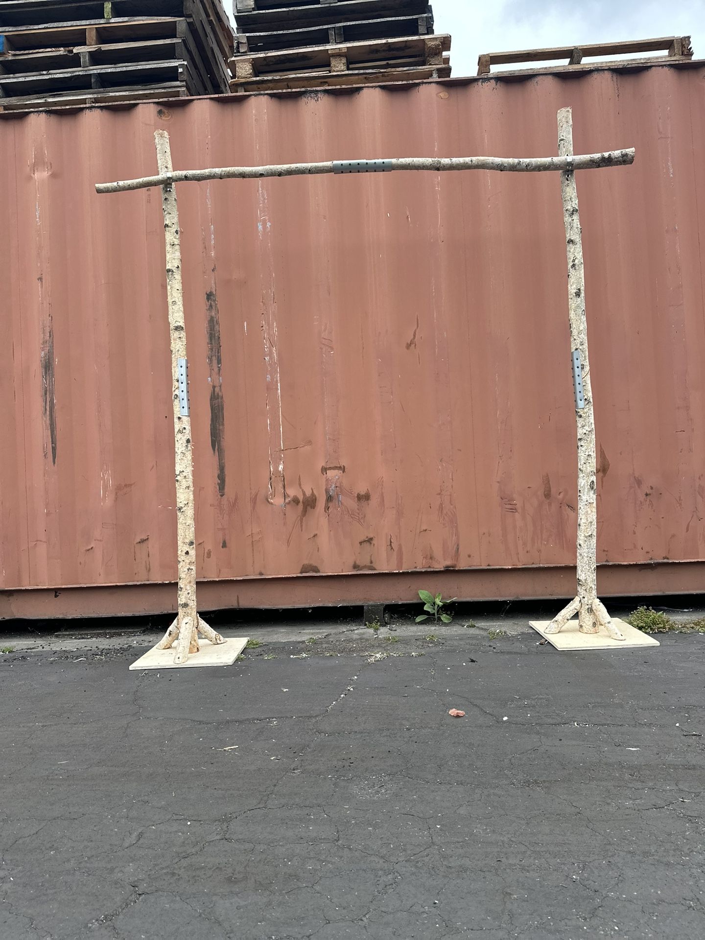 Rustic Natural Birchwood Square Wedding Ceremony Backdrop Stand 7.5ft