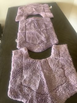 Maples Rugs 3-Piece Bath Rug Set Lavender Purple Plush Contour Mats & Lid Cover [COPY]
