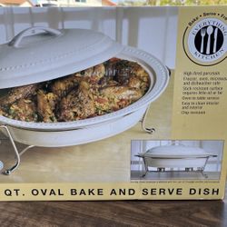 Oval Bake & Serve Dish NEW with Serving Stand 