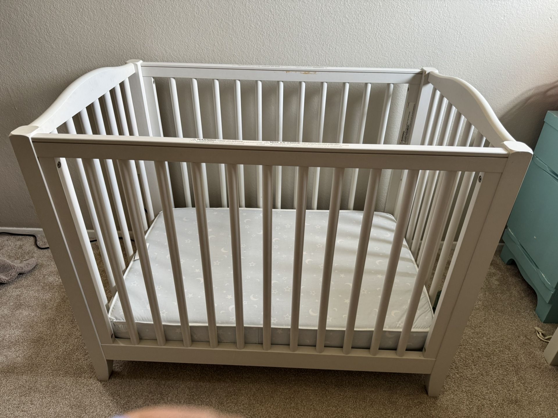 Pottery Barn White Mini Crib