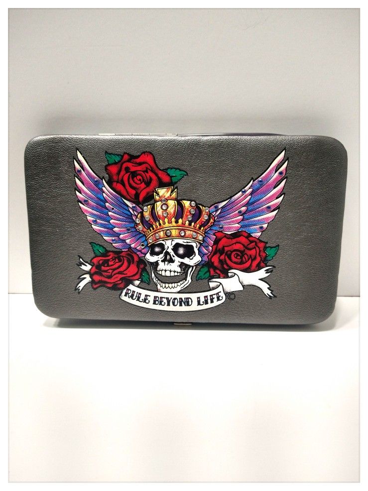 ☠️Rule Beyond Life☠️ Card Wallet Faux Leather - Embellished w/Rhinestones