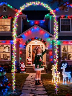 Christmas Light Arch - 9.5Ft 460 Leds Iron Pole Archway 8 Modes Waterproof Christmas Lights With Timer For Lawn, Yard, Walkway, Garden, Party, Holiday