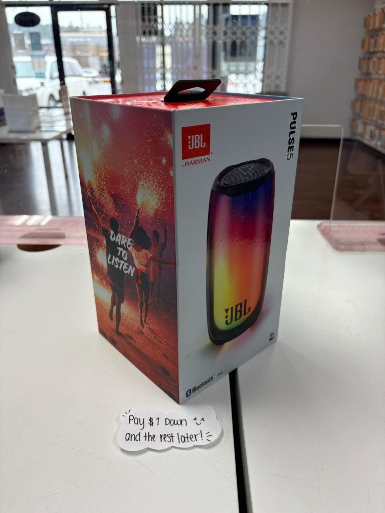 JBL Pulse 5 Portable Bluetooth Speaker With Light Show - $1 To Take it Home same Day and Pay the Rest later!