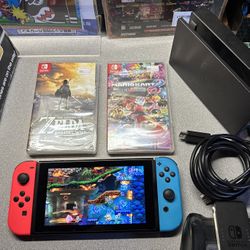 Nintendo Switch Bundle with Zelda and Mario Kart