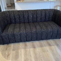 New Couch / Love Seat.  Black Boucle Fabric.  82x34x31; 63x34x31.  Solid Wood.  Free Delivery!