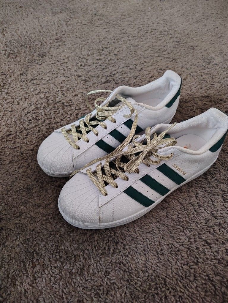 Barley Used Adidas White Green And Gold Size 10 