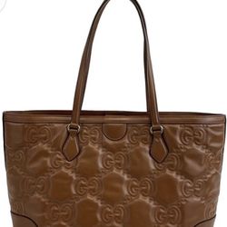 GUCCI - NEW Embossed GG Matelasse Brown Shoulder Tote