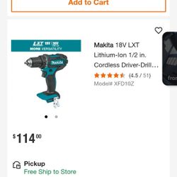 Makita
18V LXT Lithium-Ion 1/2 in. Cordless Driver-Drill (Tool-Only)