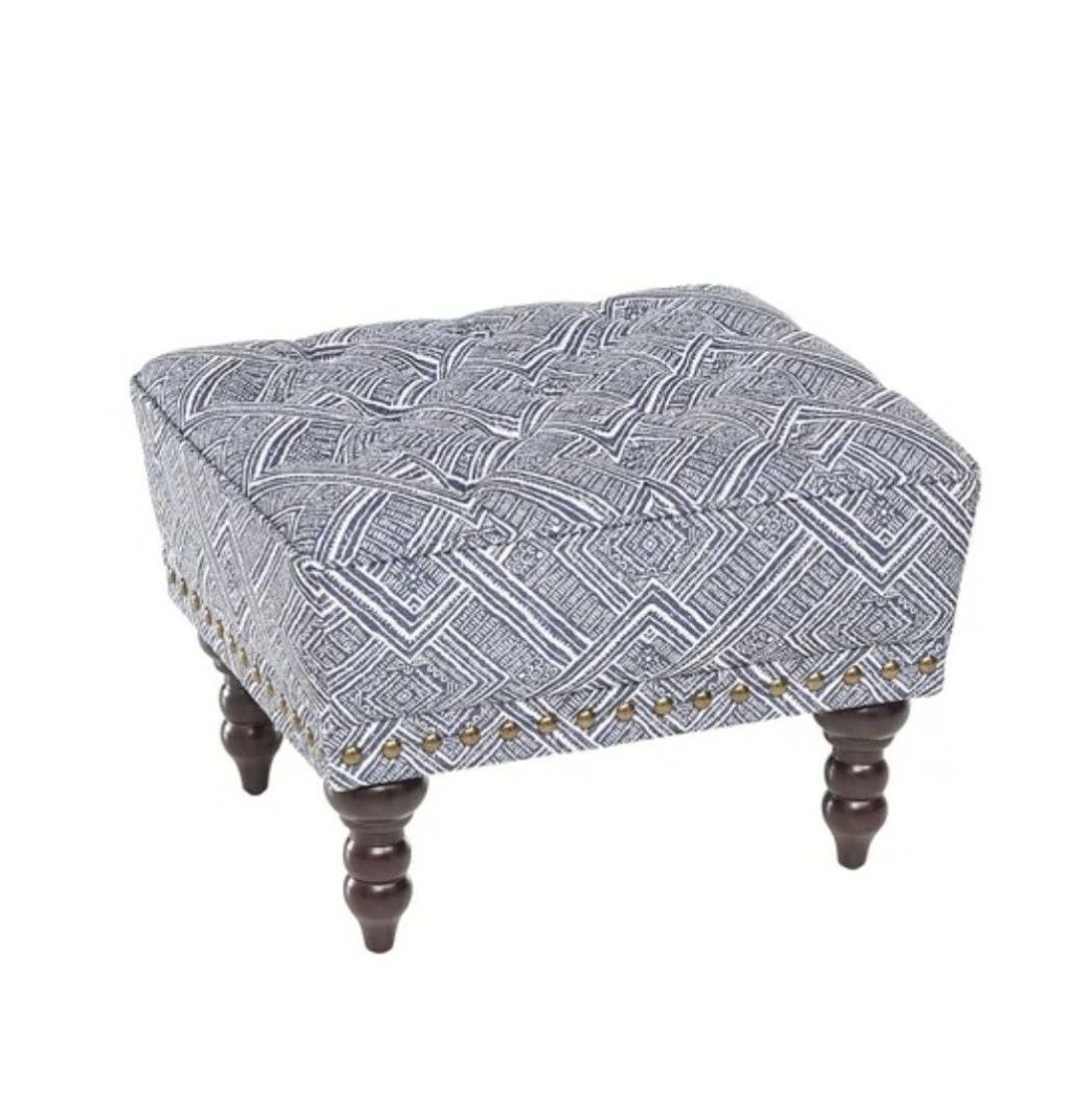Geometric Navy Ottoman
